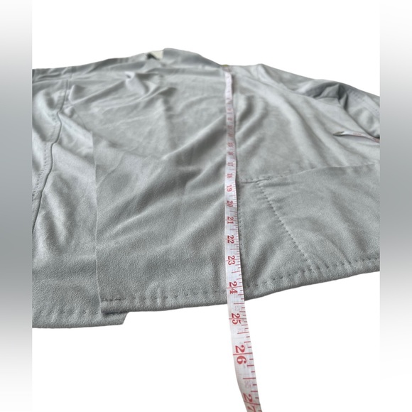 Grey Faux Suede Soft Open Cardigan - Picture 12 of 12